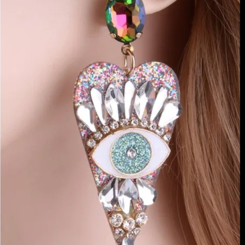 Acrylic evil eye heart Earrings